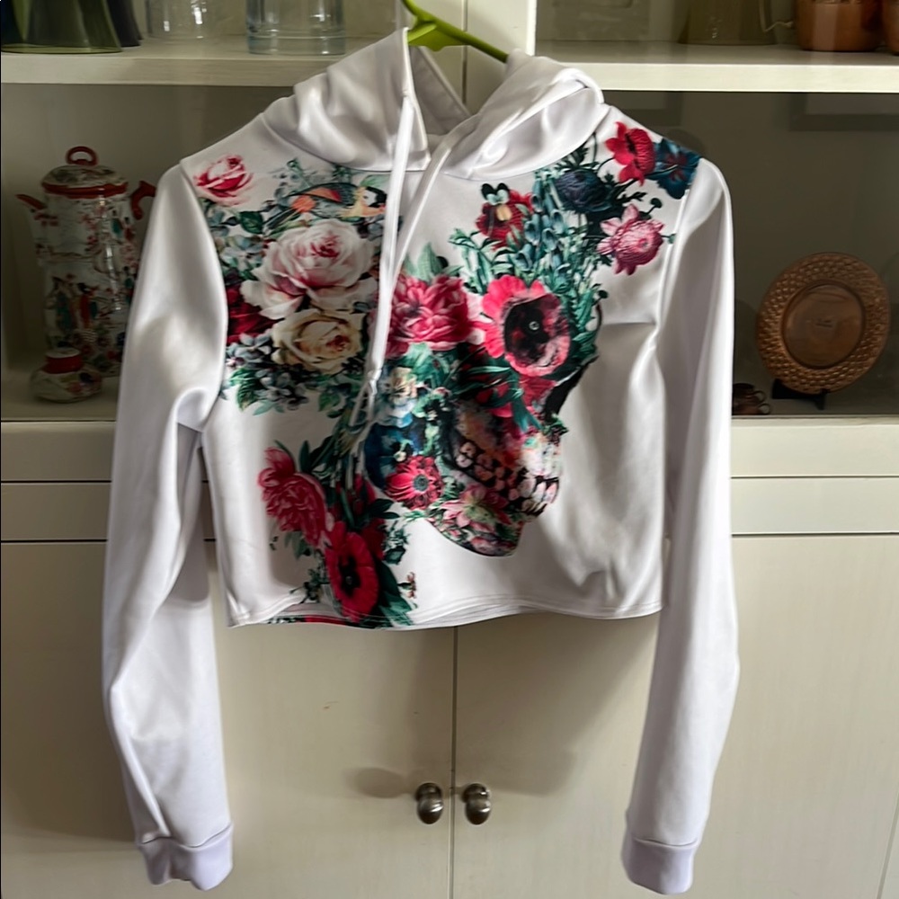 IEDM Floral Skull Graphic White Hoodie Never Worn